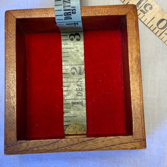 Korean Wood and Brass Jewelry Box with 4 Square Velveteen Lined Drawers - Picture 10 of 10